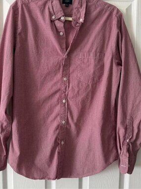 J.Crew Mens 100% Cotton Red and White Button Up Size Medium